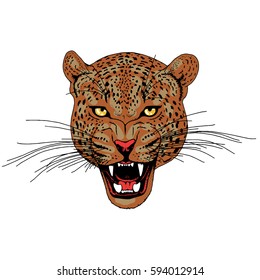 Leopard face tattoo ,Vector illustration, print