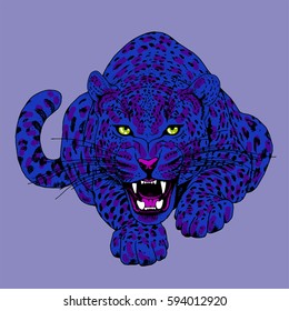 Leopard face tattoo ,Vector illustration, print