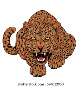Leopard face tattoo ,Vector illustration, print