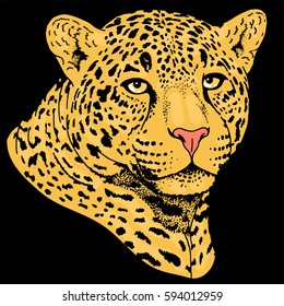 Leopard face tattoo ,Vector illustration, print