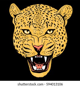 Leopard face tattoo ,Vector illustration, print