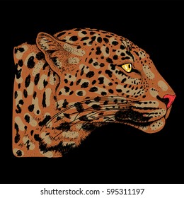 Leopard face tattoo ,Vector illustration, print