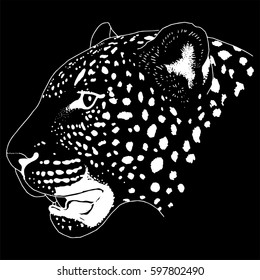 Leopard face tattoo ,Vector illustration, print