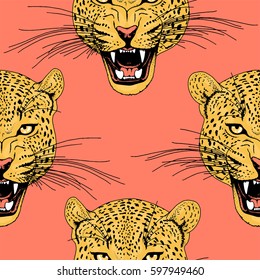 Leopard face tattoo ,Vector illustration, print