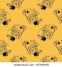 Leopard face tattoo ,Vector illustration, print