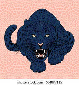 Leopard face tattoo ,Vector illustration, print