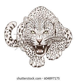 Leopard face tattoo ,Vector illustration, print