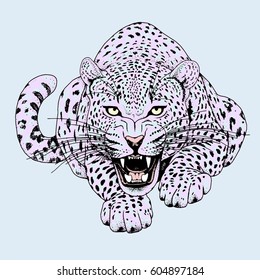 Leopard face tattoo ,Vector illustration, print