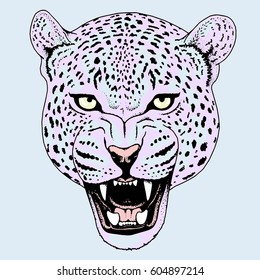 Leopard face tattoo ,Vector illustration, print