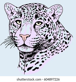 Leopard face tattoo ,Vector illustration, print