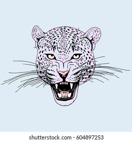 Leopard face tattoo ,Vector illustration, print