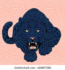 Leopard face tattoo ,Vector illustration, print