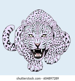 Leopard face tattoo ,Vector illustration, print