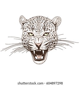 Leopard face tattoo ,Vector illustration, print