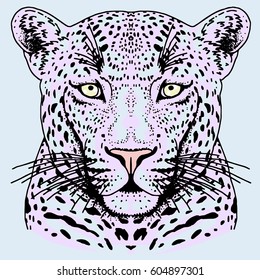 Leopard face tattoo ,Vector illustration, print