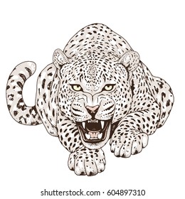 Leopard face tattoo ,Vector illustration, print