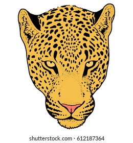 Leopard face tattoo ,Vector illustration, print
