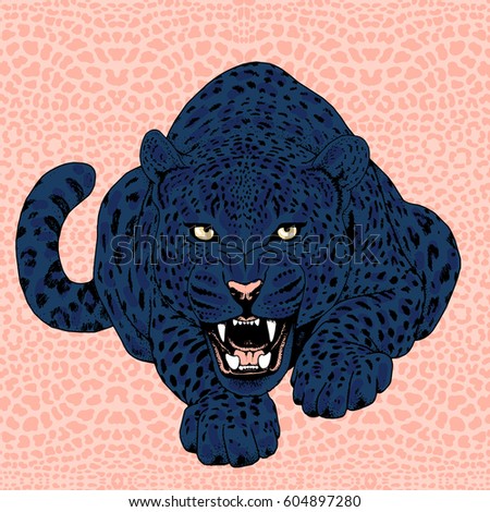 Leopard face tattoo ,Vector illustration, print