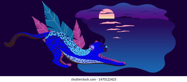 Leopard family. Illustration of a wild cat_