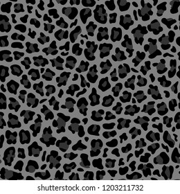 Leopard fashion gray and black seamless pattern for trendy textile prints, wallpaper, wrapping. Animal vector repeat background.