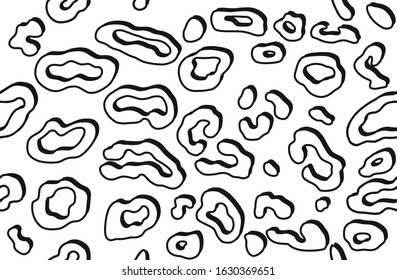 Leopard fashionable pattern. Trendy seamless vector print. Animal texture. Black spots on white background. Cheetah stylish skin imitation for painted on clothes or fabric.