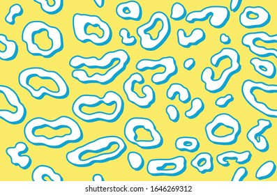 Leopard fashionable pattern. Trendy seamless vector print. Animal texture. White bots on yellow background. Cheetah stylish skin imitation for painted on clothes or fabric.