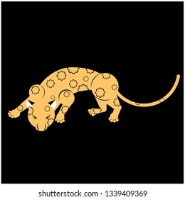 leopard flat illustration isolated on white. Jungle animals series