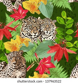 leopard and flowers