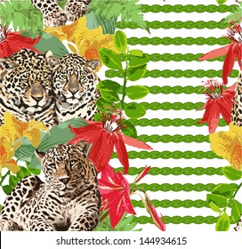 leopard and flowers