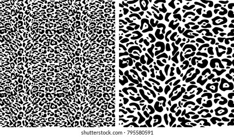 Leopard fur, animal print, seamless vector pattern set