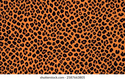 Leopard fur, animal skin texture background. Leopard skin pattern, animal fur seamless design. Leopard skin pattern, wild animal leather seamless design. Vector illustration.