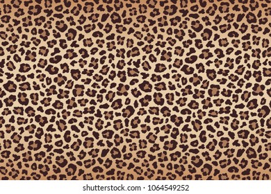 Leopard fur beige brown texture with dark border. Vector