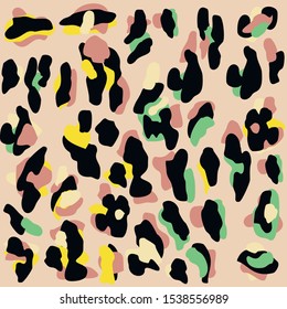 Leopard fur pattern design, pardus and panthera vector illustration background.