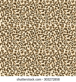 Leopard fur. Realistic seamless fabric pattern. Vector illustration