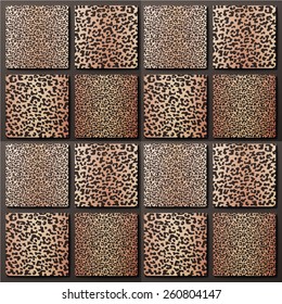 Leopard fur. Set of seamless patterns.