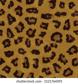 Leopard fur skin pattern, animal hair leather seamless design