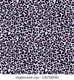 Leopard fur texture seamless pattern. Exotic animal design. Pastel vector illustration background.