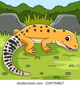  Leopard Gecko Anima Colored Cartoon Illustration