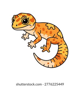 Leopard gecko reptile vector illustration with spotted orange pattern wildlife creature