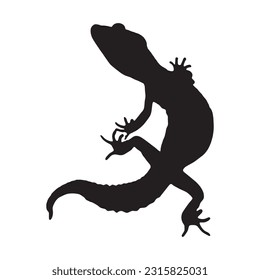 leopard gecko silhouette set collection isolated black on white background vector illustration