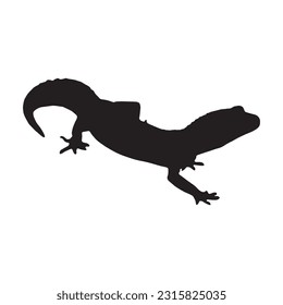 leopard gecko silhouette set collection isolated black on white background vector illustration