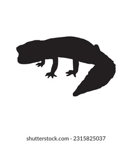 leopard gecko silhouette set collection isolated black on white background vector illustration