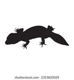 leopard gecko silhouette set collection isolated black on white background vector illustration