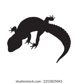 leopard gecko silhouette set collection isolated black on white background vector illustration