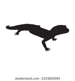 leopard gecko silhouette set collection isolated black on white background vector illustration