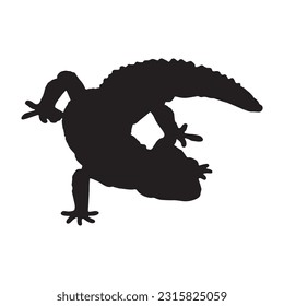 leopard gecko silhouette set collection isolated black on white background vector illustration