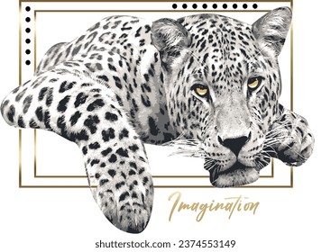 hoja de oro leopardo diseño detallado vector de eslogan salvaje para camiseta de mujeres