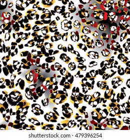 leopard Gold and red skin seamless pattern