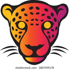 Leopard with gradient color and white background. 