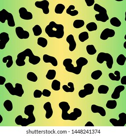 Leopard gradient pastel green, yellow seamless pattern. Animal Print 90's style. Vector Cheetah fashion print.